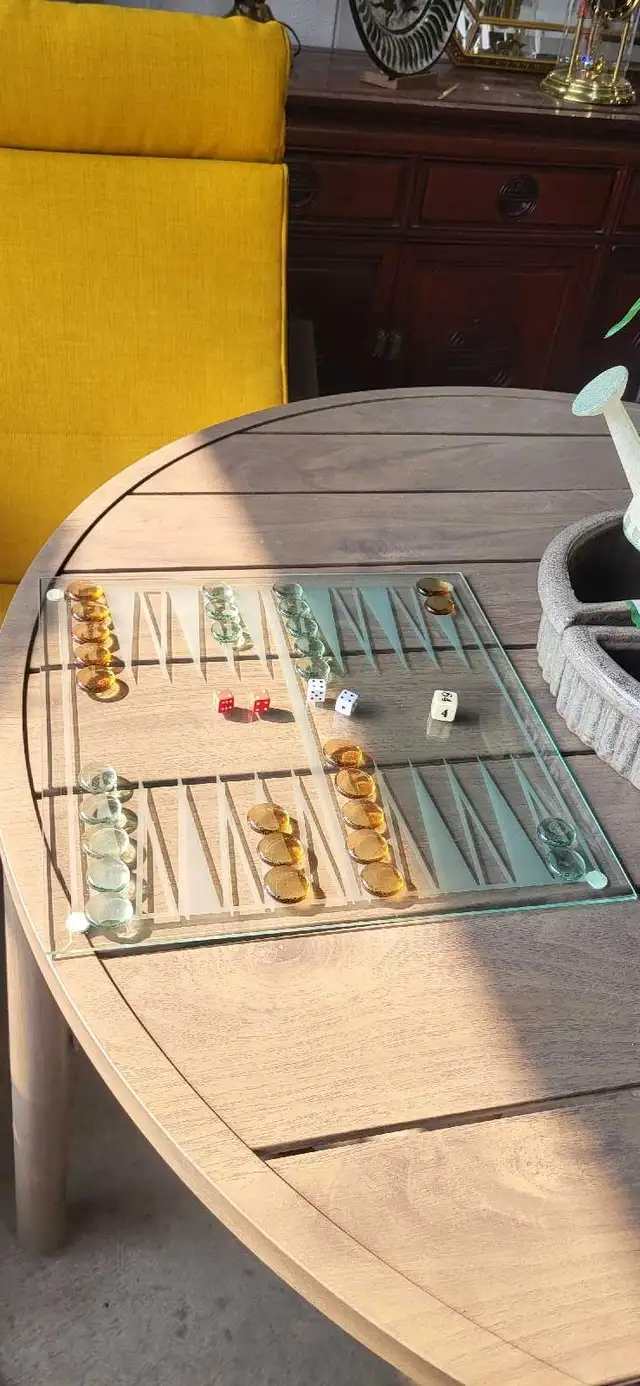 Vintage Glass Chess Set, Backgammon & Checkers