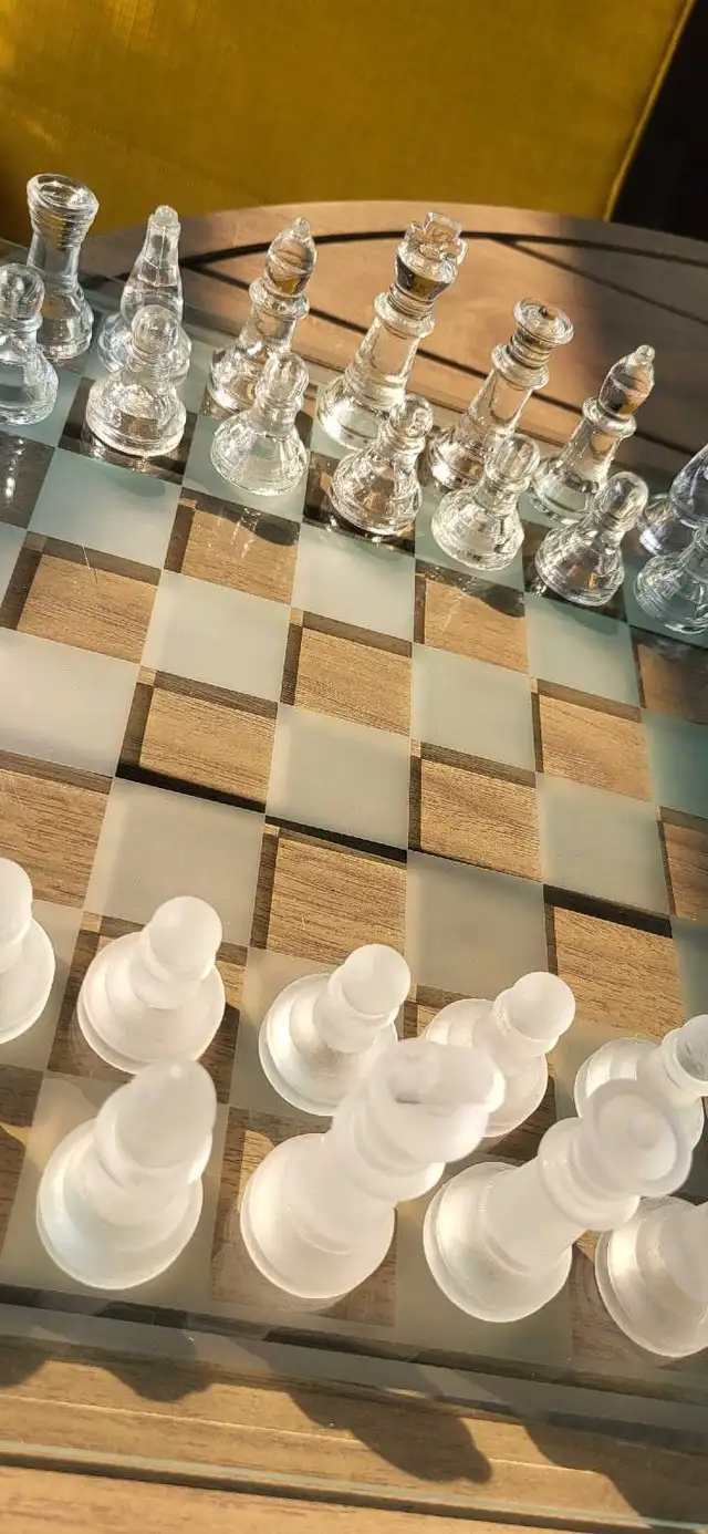 Vintage Glass Chess Set, Backgammon & Checkers