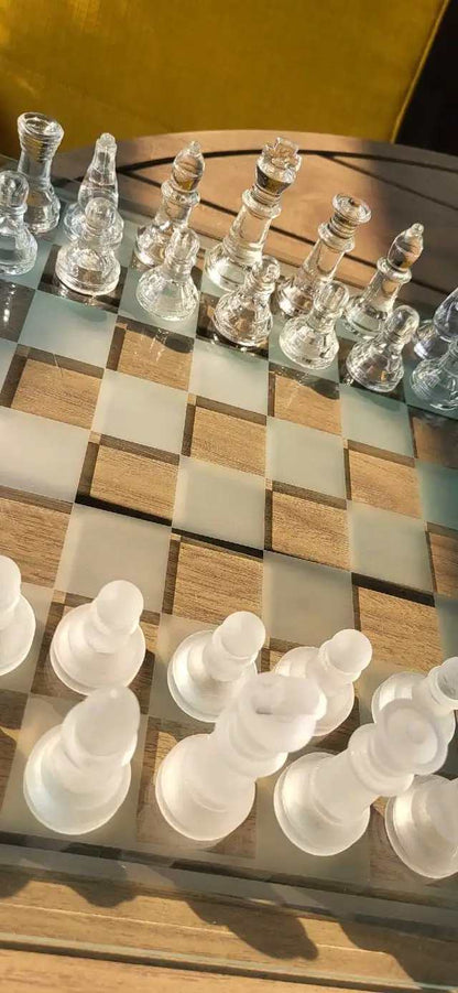 Vintage Glass Chess Set, Backgammon & Checkers