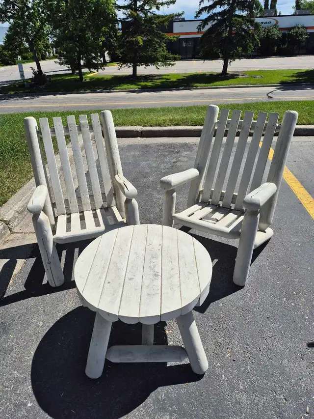 White Log Chairs and Table Set