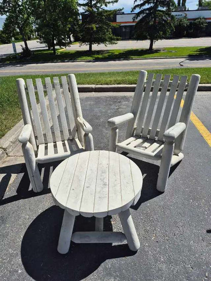 White Log Chairs and Table Set