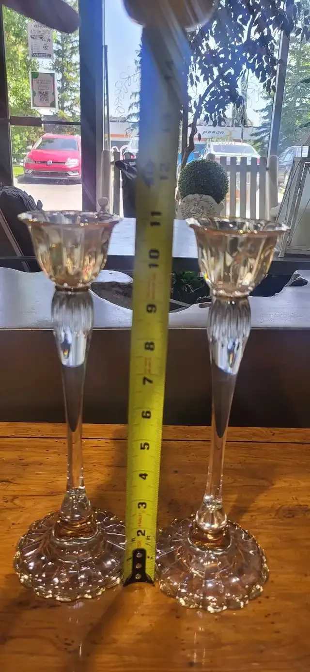Crystal Candlestick Holders with Gold accents