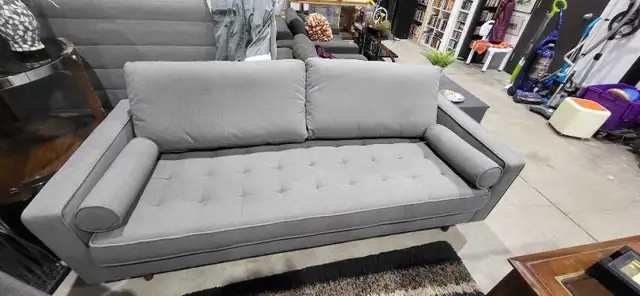 Mid-Century Modern Grey Sofa