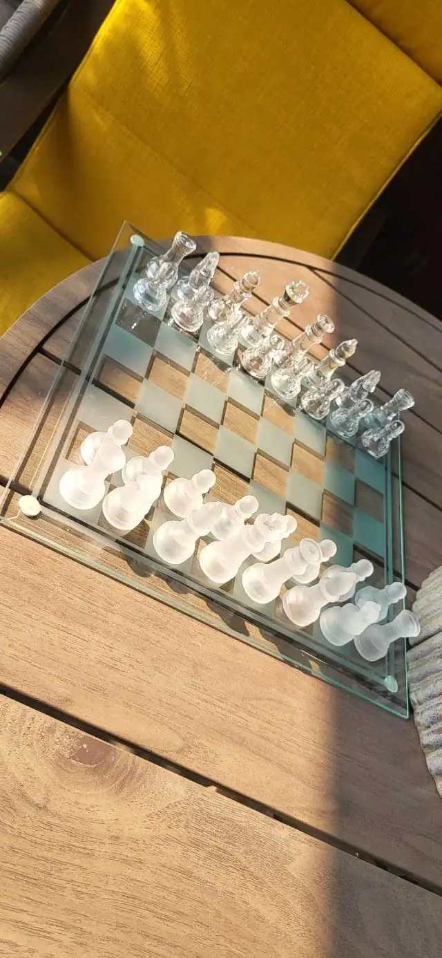 Vintage Glass Chess Set, Backgammon & Checkers