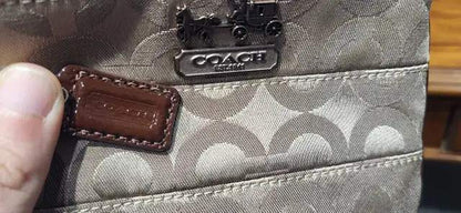 Early 2000s Coach Wristlet Lurex Tan Signature Canvas