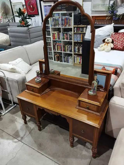 Vintage Wooden Vanity with Mirror