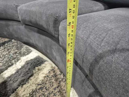 Curved Soft Grey Velvet Sofa