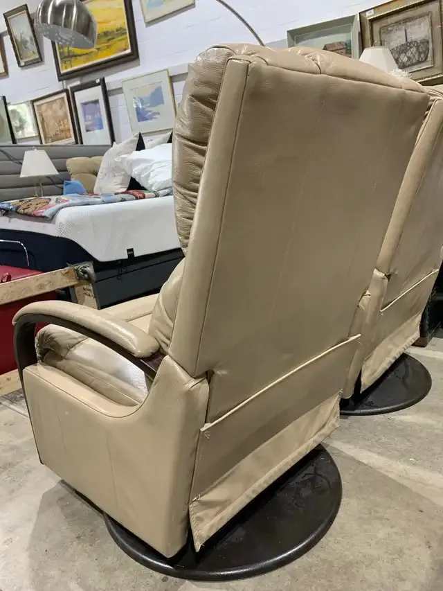 Beige Leather La-Z-Boy Recliner Chairs - 2 Available