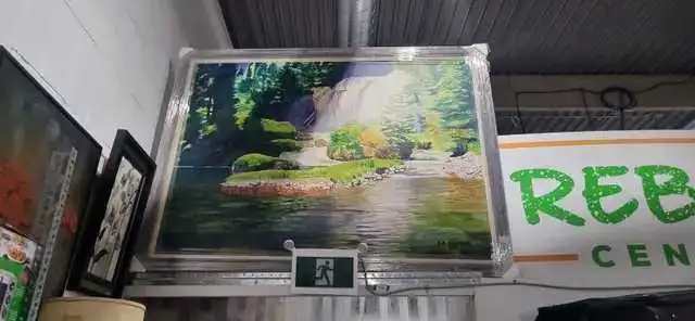 B.A. Norman Landscape Painting - Waterfall Riverbank - 2000