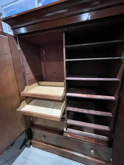 Antique Wardrobe Armoire with Arched Mirror Door