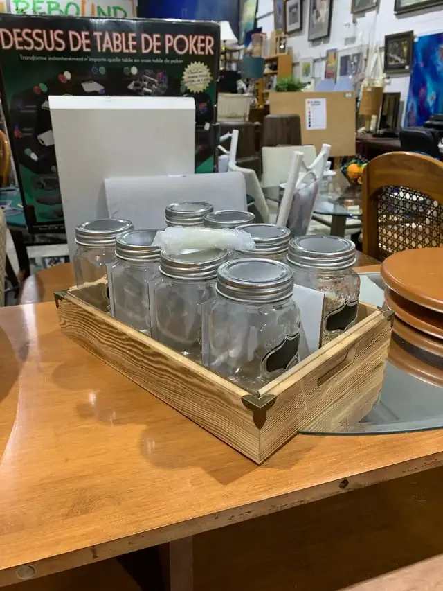 Glass Mason with lids Jar Set of 9 including tray