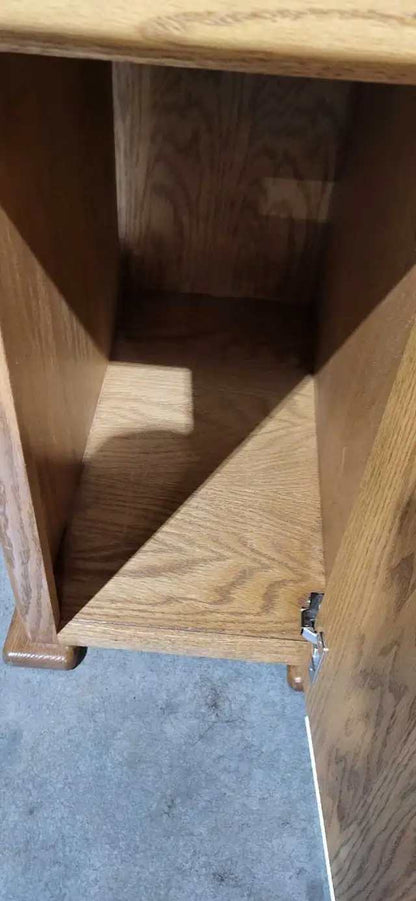 Oak Computer Desk with Cabinet and Cord Management