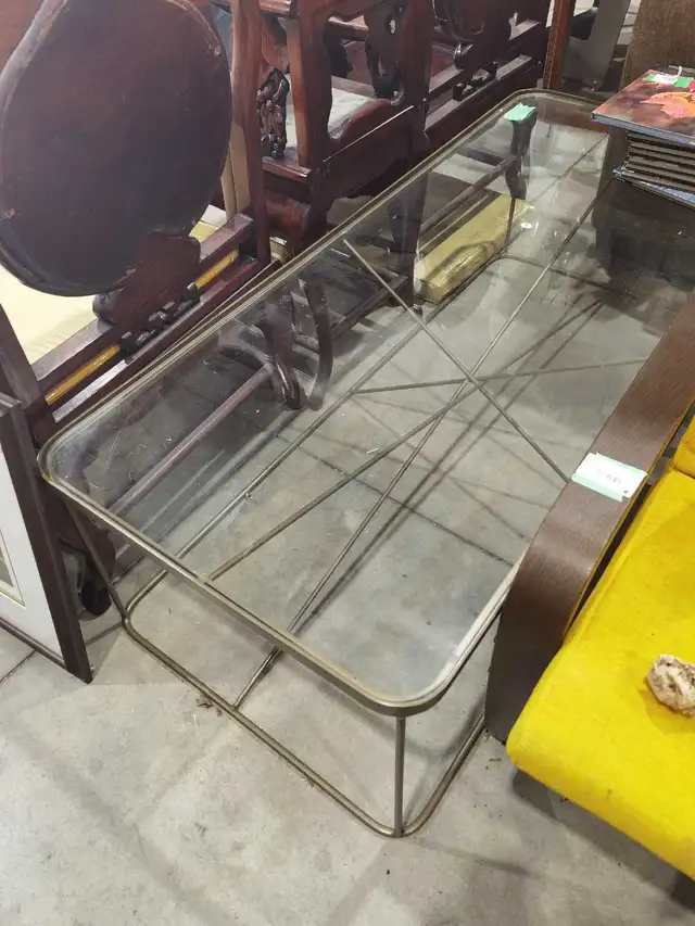 Glass Top and Brass framed Coffee Table