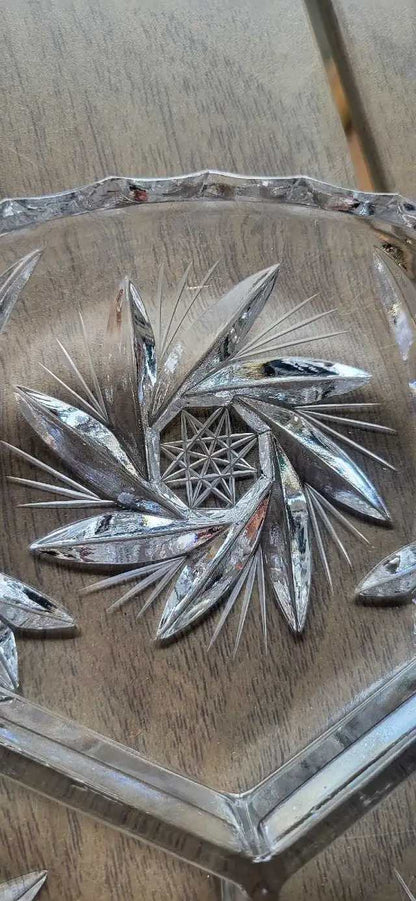 Crystal Serving Platter with Starburst Pattern