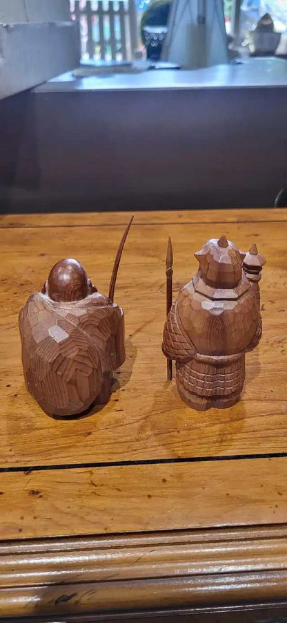 Hand-Carved Japanese Wooden Figurines