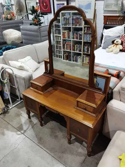 Vintage Wooden Vanity with Mirror