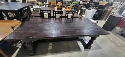 Rustic Farmhouse Dining Table - Harvest Darkwood