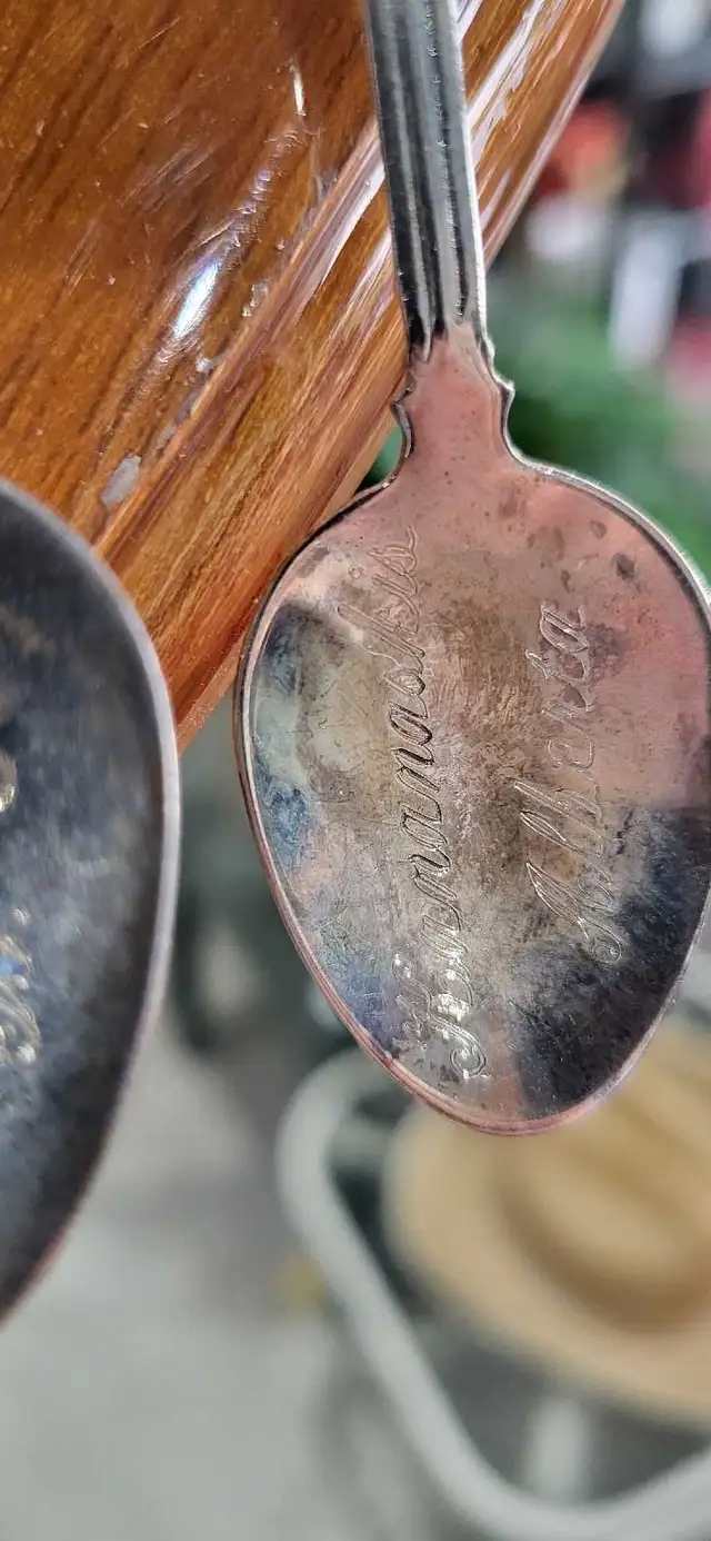 Souvenir Spoon Collection with Wooden Display Rack