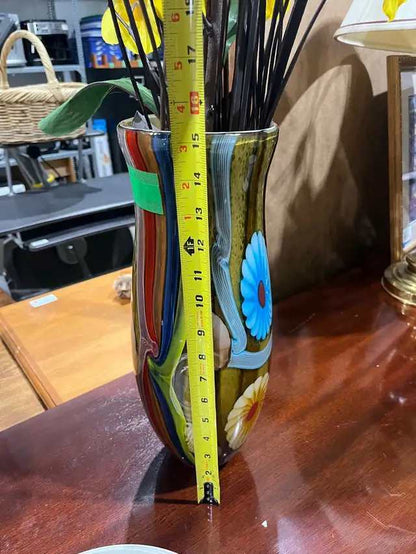 Art Glass Vase with flowers