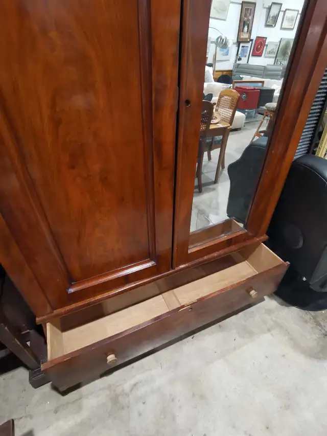 Antique Wooden Wardrobe with Mirror door