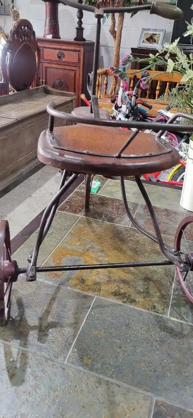 Vintage Metal and Wood Tricycle Sculpture