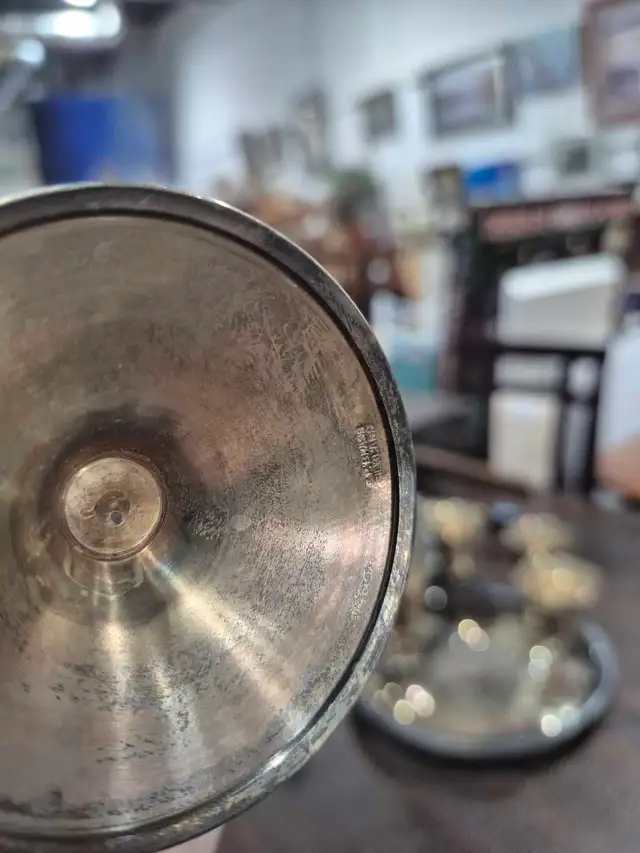 EP Brass Silver Plated Wine Goblets and Tray