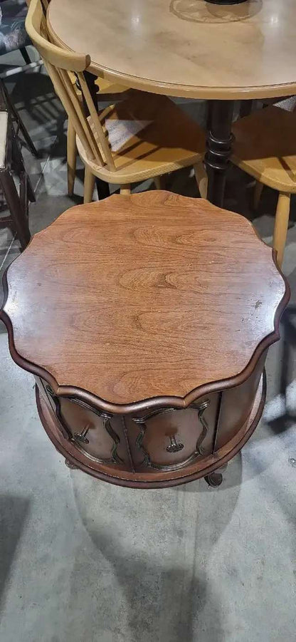 Vintage Round Wood Side Table