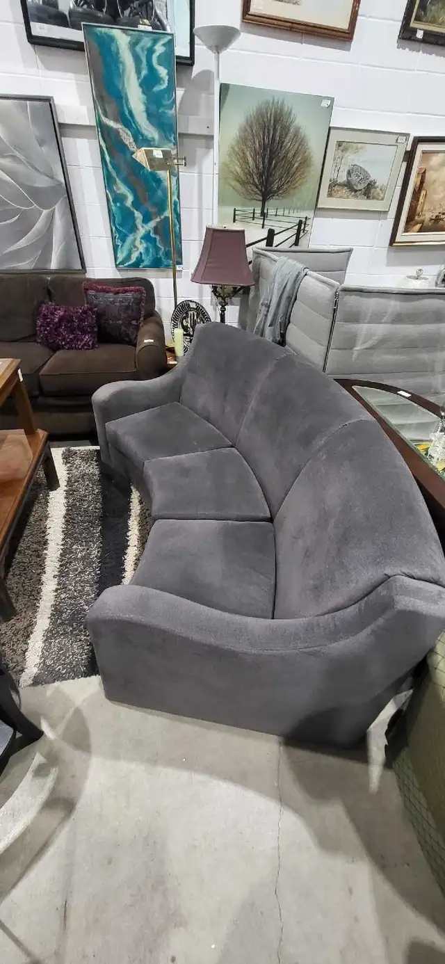 Curved Sofa - Grey - 74"x32"x37"