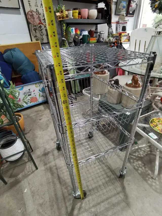 2 basket Chrome Wire Rolling Cart