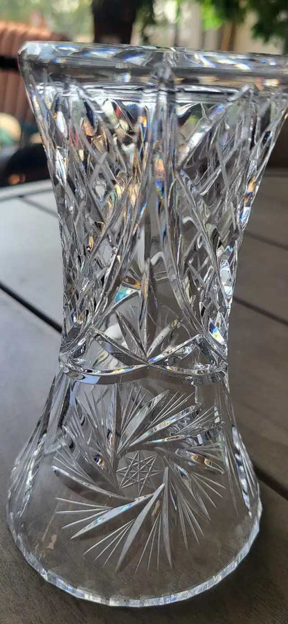 Small Lead Crystal Vase with Starburst Pattern