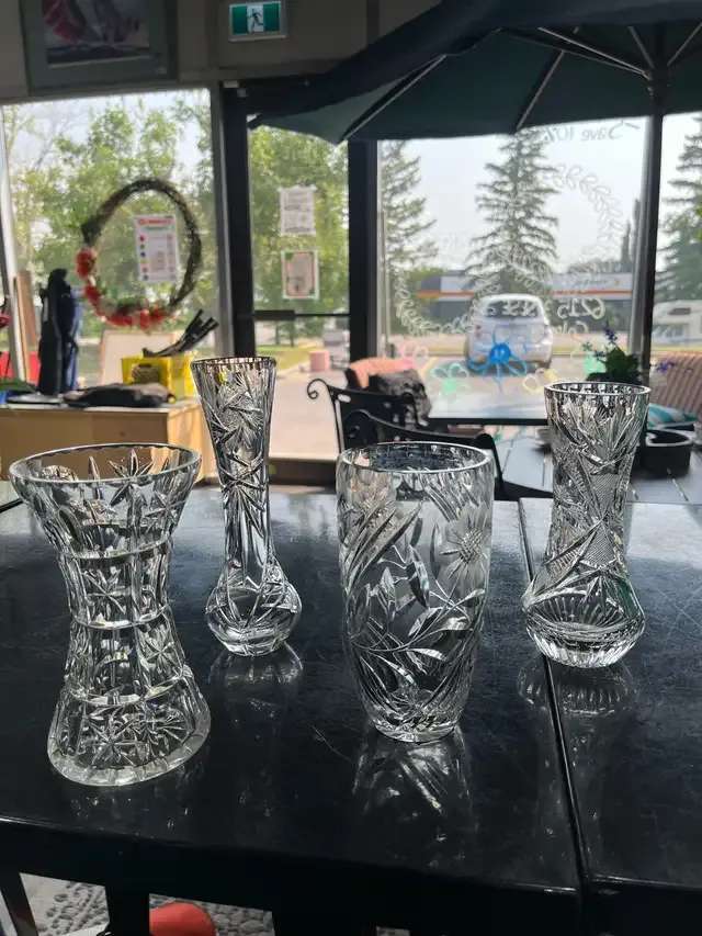 Cut and Spinwheel Crystal Vases - multiple available