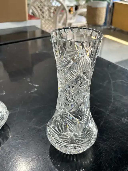 Cut and Spinwheel Crystal Vases - multiple available