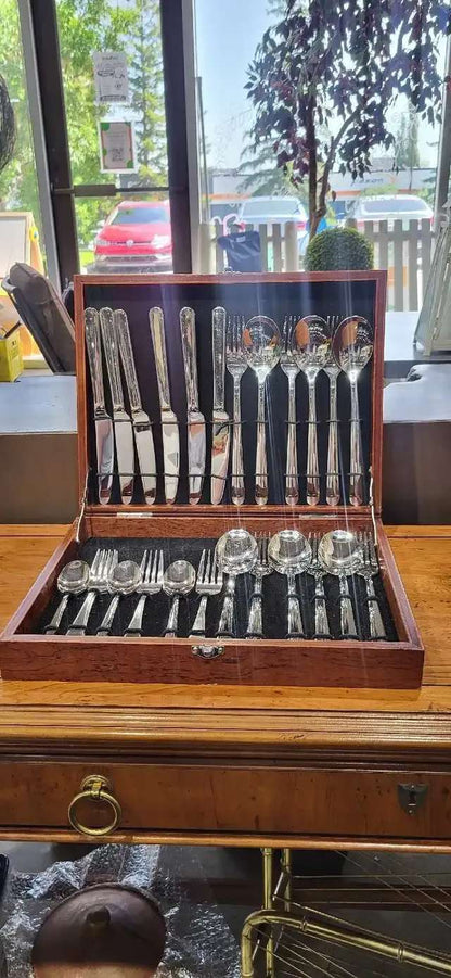 Stainless Steel Cutlery Set with Wood Storage Case