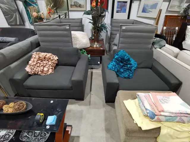 Modern Grey Armchairs - 2 available