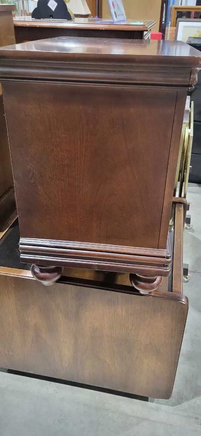 Wooden Two-Drawer Nightstand - Darkwood