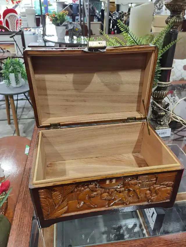 Hand Carved Wooden Storage Box