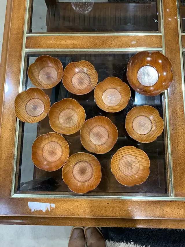 Wooden Flower Shaped Bowls - Set of 11