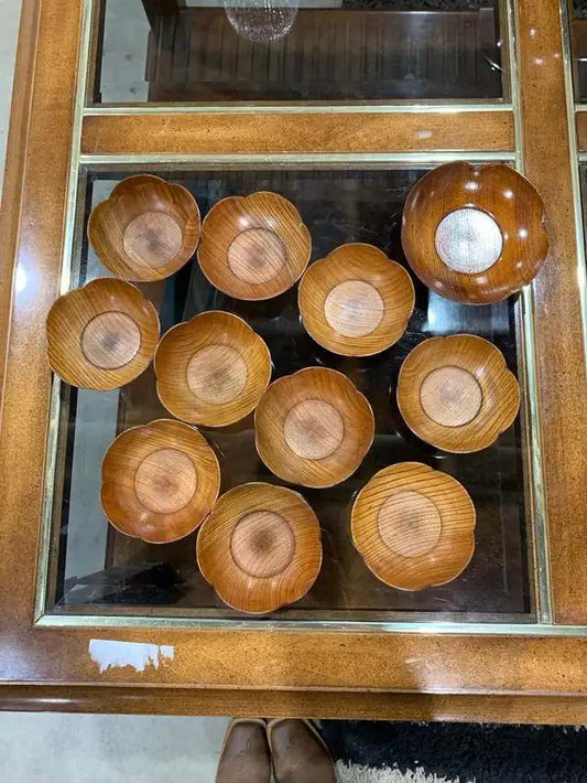 Wooden Flower Shaped Bowls - Set of 11
