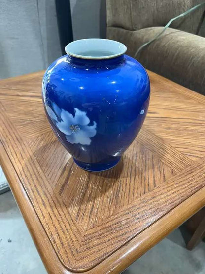 Blue Floral Japanese Porcelain Vase