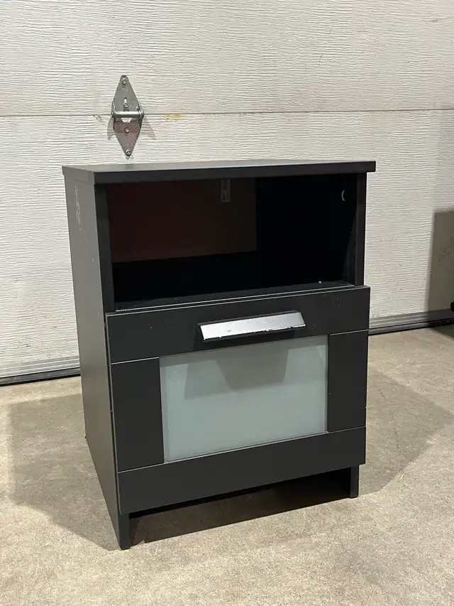 Black IKEA Nightstand with One Drawer