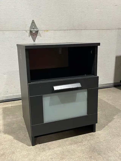 Black IKEA Nightstand with One Drawer