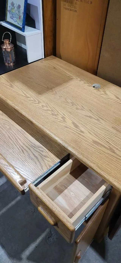 Oak Desk with Cable Management Holes