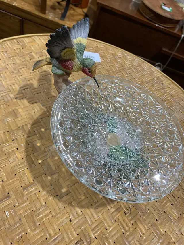 Hummingbird Decorative Glass Bowl