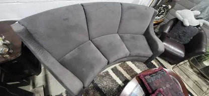 Curved Grey Sofa - Velvet Material