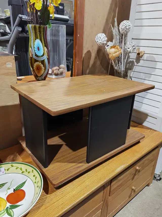 Wood and Black Side Table