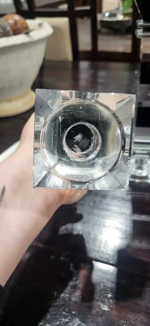 Crystal and Black Glass Candlestick Holders