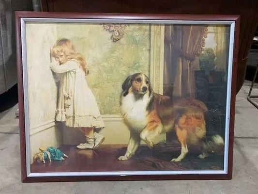 Charles Burton Barber: Girl and Dog Framed Wall Art 1893
