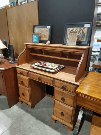 Wooden Roll Top Desk with drawers
