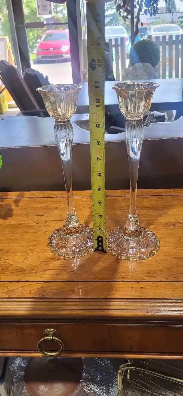 Crystal Candlestick Holders with Gold accents