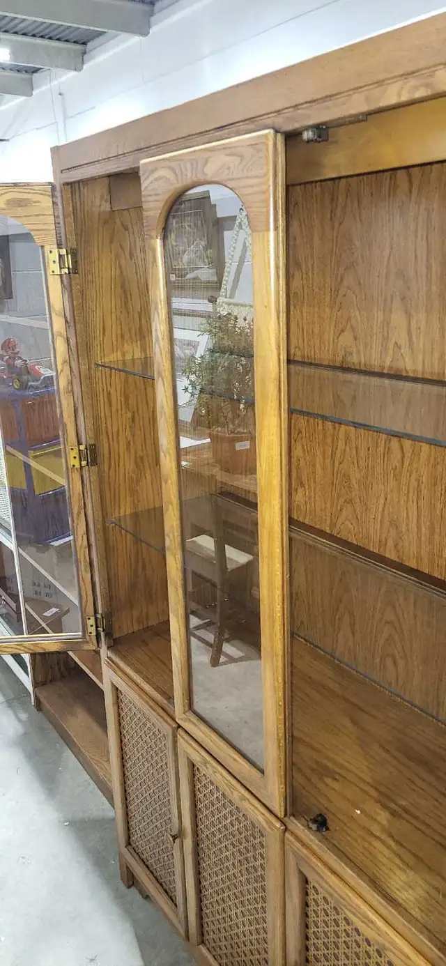 Oak Display Cabinet with Cane Details - House Of Braemore